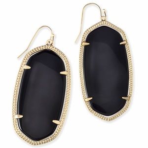 Kendra Scott Danielle Gold Drop Earrings in Black Opaque Glass